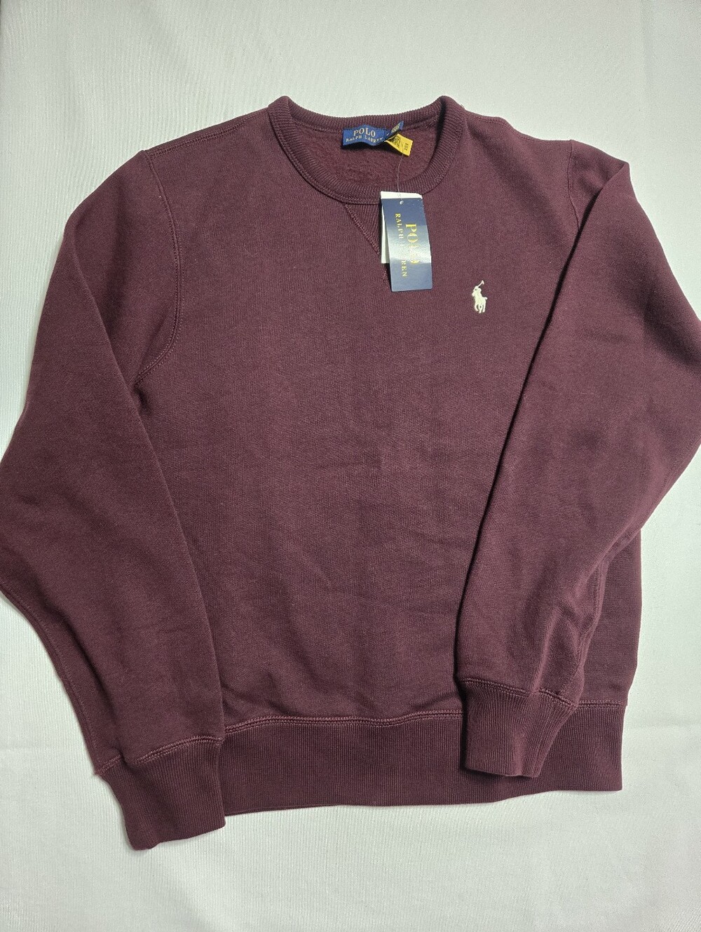 NWT POLO Ralph Lauren Boys Red Burgundy Long Sleeve Fleece Crewneck Sweatshirt M